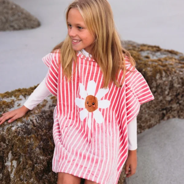 Swim Essentials Daisy Flower | Roze Katoenen Strandponcho 65 x 65 cm - Afbeelding 6