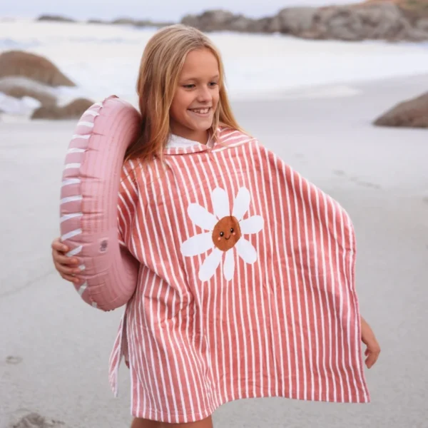 Swim Essentials Daisy Flower | Roze Katoenen Strandponcho 65 x 65 cm