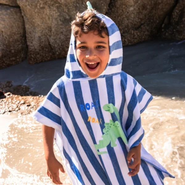 Swim Essentials Dino | Groene Katoenen Strandponcho 65 x 65 cm